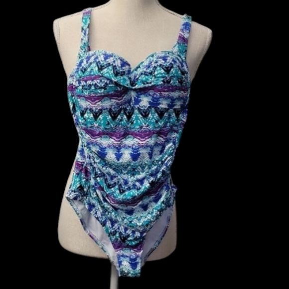 NipTuck Blue and Purple Patterned Swimsuit - Picture 1 of 5